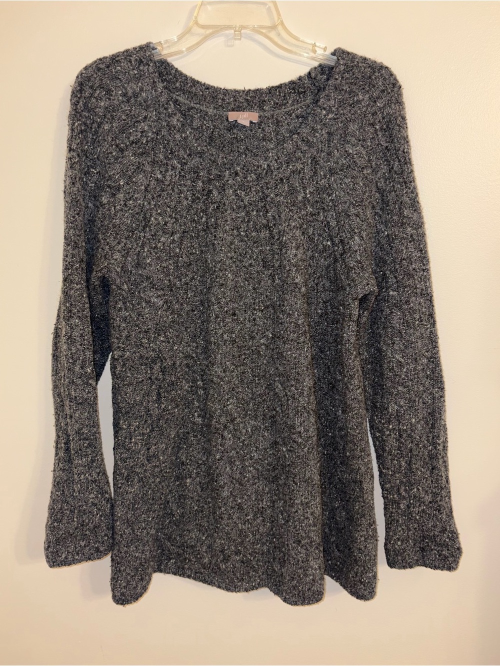 J. Jill | Wool Blend Charcoal Gray Textured Crewneck Sweater size M